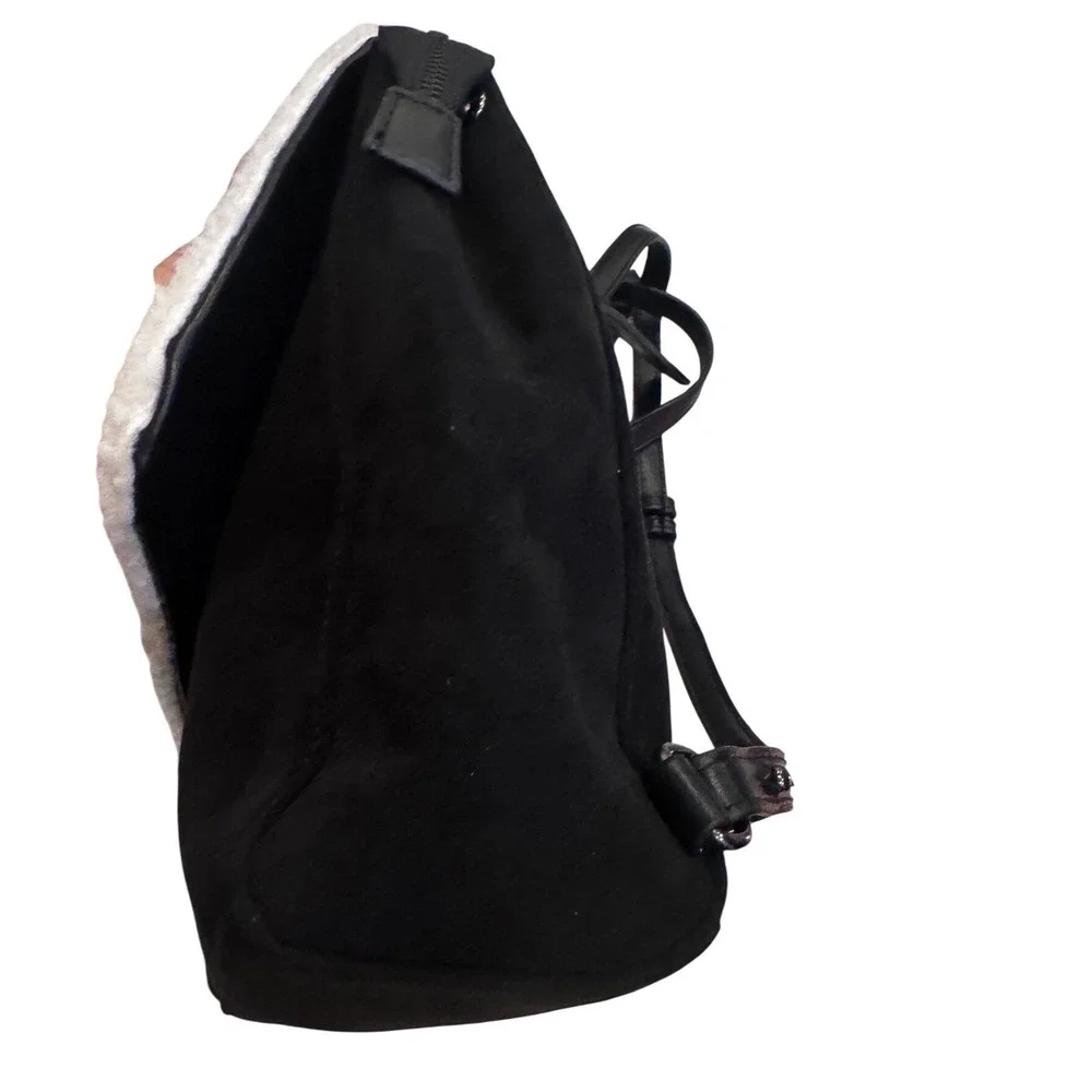 Bearpaw Sherpa Faux Shearling PVC Backpack Black Cream BWBBPW0001 NWT‎ 9.5x11x3